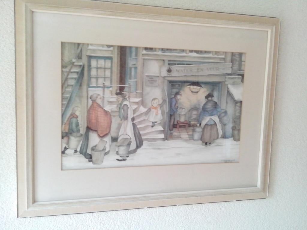 Gouache van Dolf Keetelaar, Antiek en Kunst, Kunst | Schilderijen | Klassiek, Ophalen of Verzenden