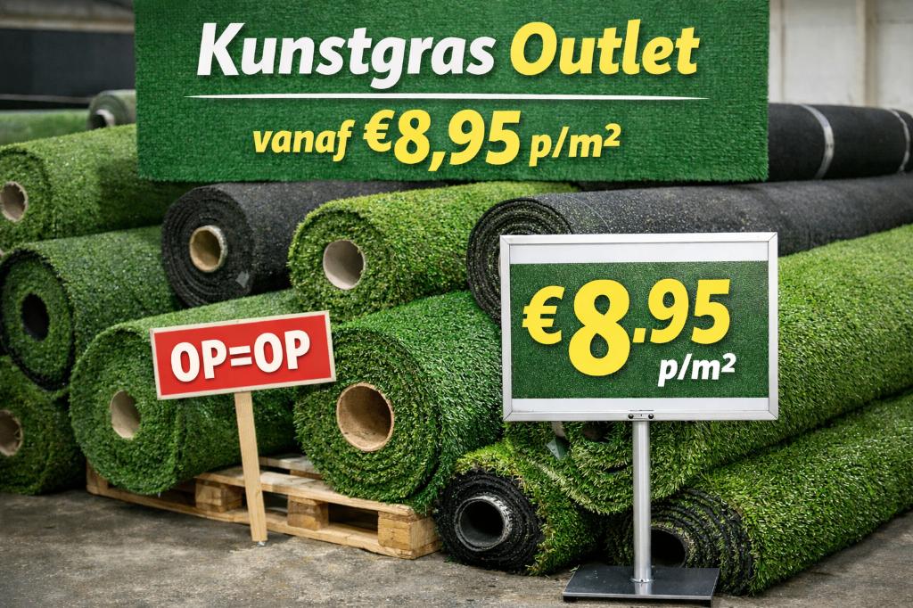 Kunstgras Outlet – Vanaf €8,95 p/m², Tuin en Terras, Gras en Kunstgras, Kunstgras, 20 m² of meer, Nieuw, Ophalen of Verzenden