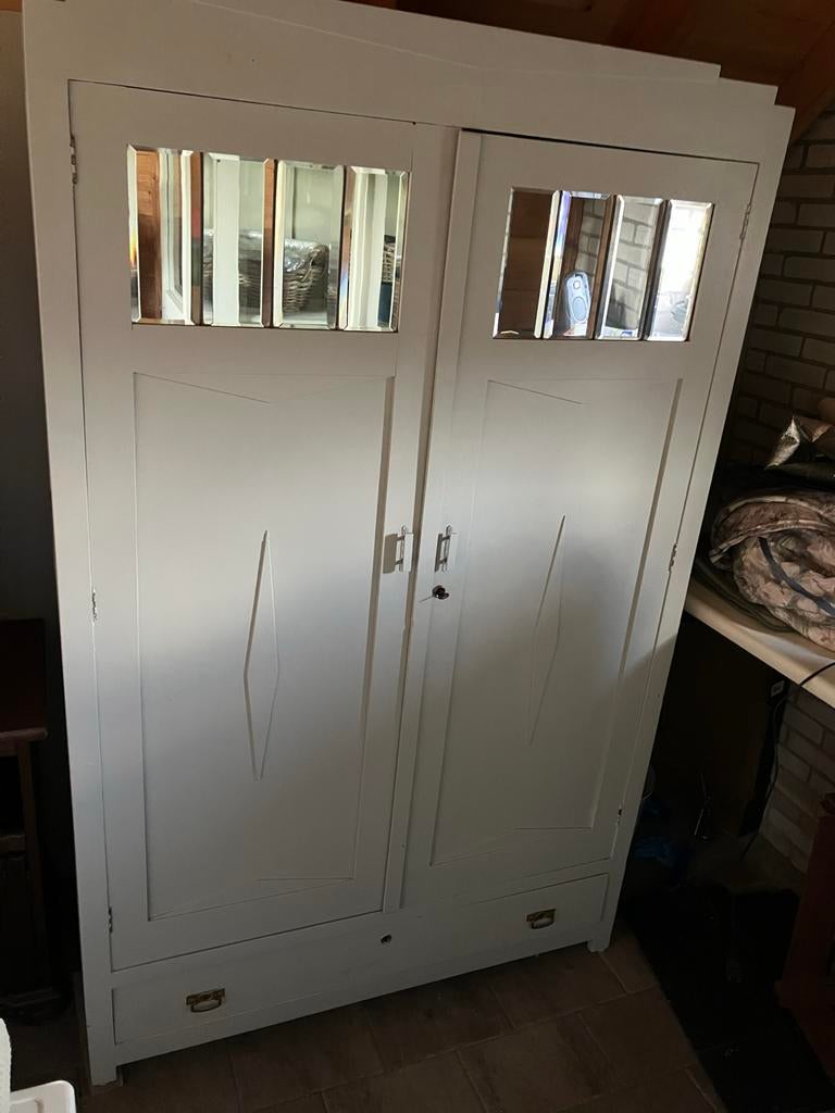 Vintage kast met spiegeldeuren en lades, Antiek en Kunst, Antiek | Meubels | Kasten, Ophalen