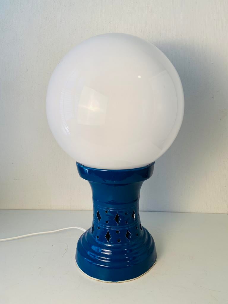 Space Age keramiek tafellamp met glazen bol, Ophalen of Verzenden, Huis en Inrichting