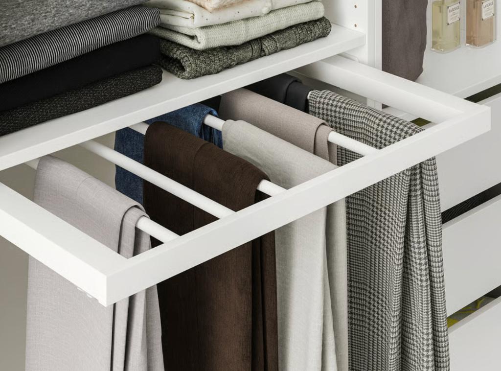 2x KOMPLEMENT Uittrekbare broekhanger, wit, 75x58 cm, Ophalen, Gebruikt, 100 tot 150 cm, 150 tot 200 cm