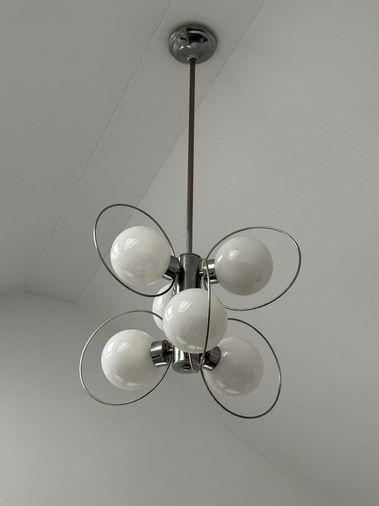 Vintage Sputnik kroonluchter Space Age-stijl Jaren 60, Ophalen, Gebruikt, Glas