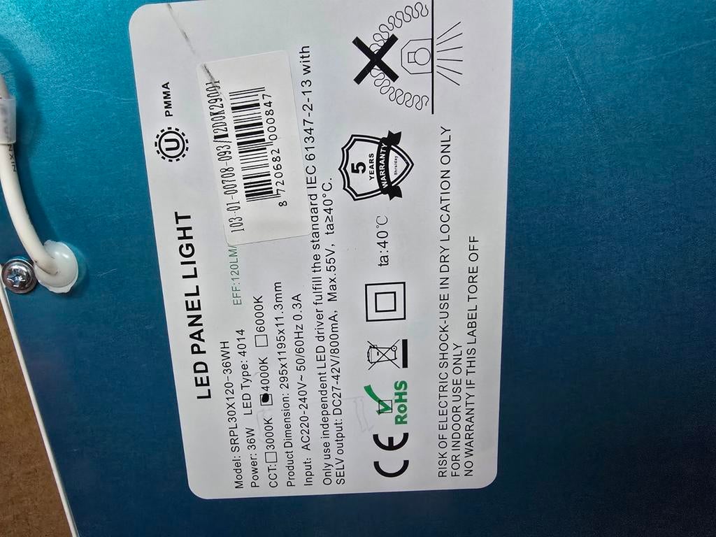 9x LED panelen 120x30 cm, 4000K, nieuw in doos, Ophalen, Nieuw