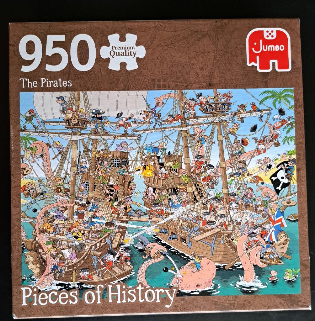 JUMBO - PIECES OF HISTORY THE PIRATES - 950 stukjes compleet, Ophalen of Verzenden, 500 t/m 1500 stukjes, Zo goed als nieuw, Legpuzzel
