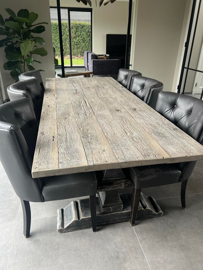 Massief Eikenhouten Kloostertafel 240x100 - Zo goed als nieu, Ophalen, 100 tot 150 cm, Eikenhout, 200 cm of meer