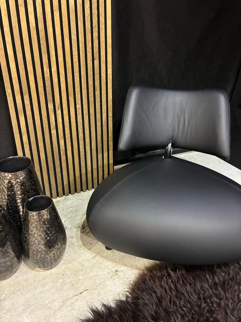 Leolux Pallone fauteuil - Nieuw Zwart leer, Ophalen, Leolux, ., Zo goed als nieuw