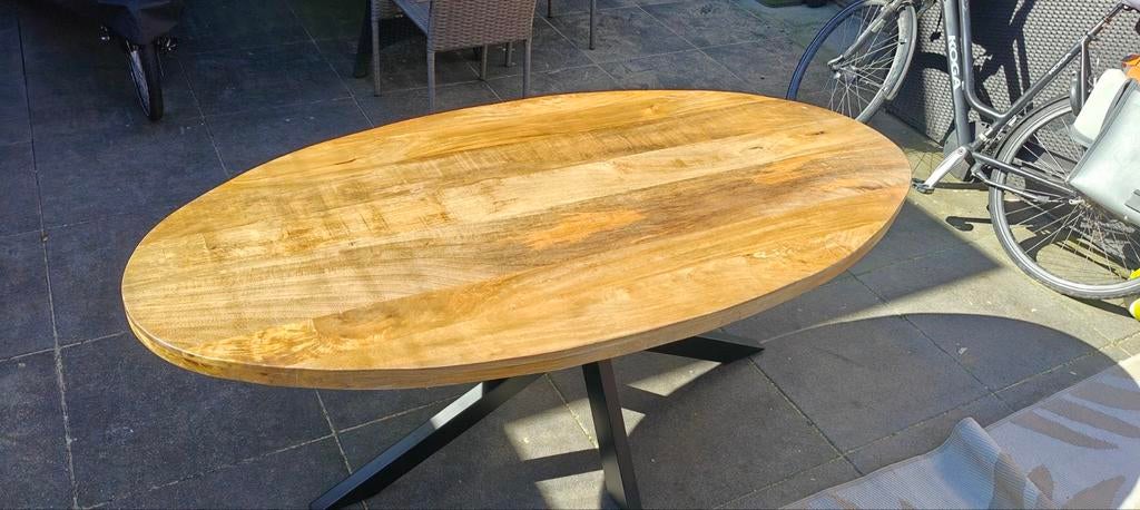 Ovale eettafel van Mangohout - 180x90 cm - Nieuw #12, Ophalen, 150 tot 200 cm, Nieuw, Vijf personen of meer