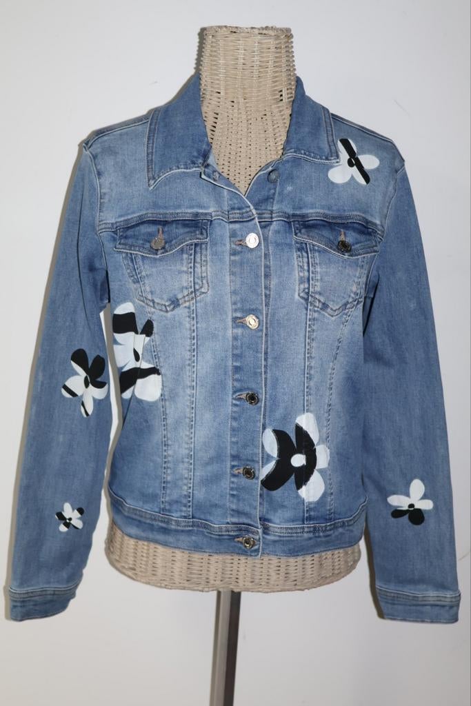 Joseph Ribkoff spijkerjasje maat 38/M met print, Joseph Ribkoff, Blauw, NL, Joseph Ribkoff