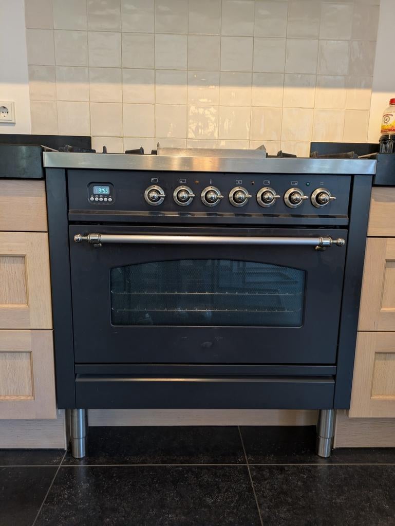 Boretti gasfornuis 90cm met 4 pitten en grillplaat, Witgoed en Apparatuur, Fornuizen, Ophalen, Gebruikt, 60 cm of meer, Grill