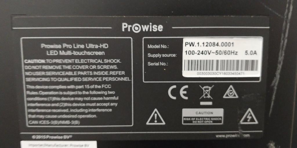 84" 4k Prowise touchscreen - STUNTPRIJS!, Ophalen, Gebruikt, Digiboard, Prowise