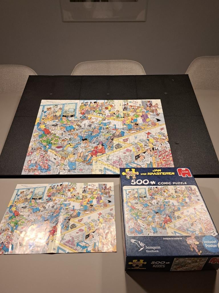 Jan van Haasteren puzzel Sanquin bloedbank, Ophalen of Verzenden, 500 t/m 1500 stukjes, Zo goed als nieuw