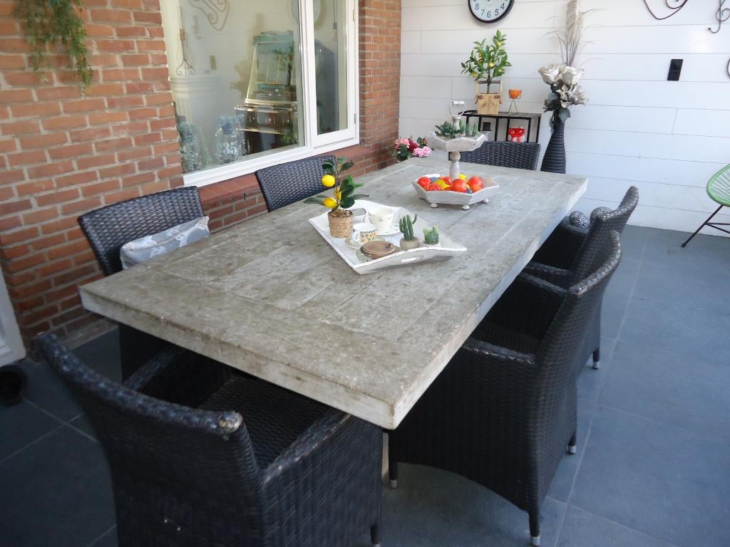 Robuuste stabiele betonnen tuintafel - weerbestendig - uniek, Tuin en Terras, Tuintafels, Ophalen, Zo goed als nieuw, Rechthoekig