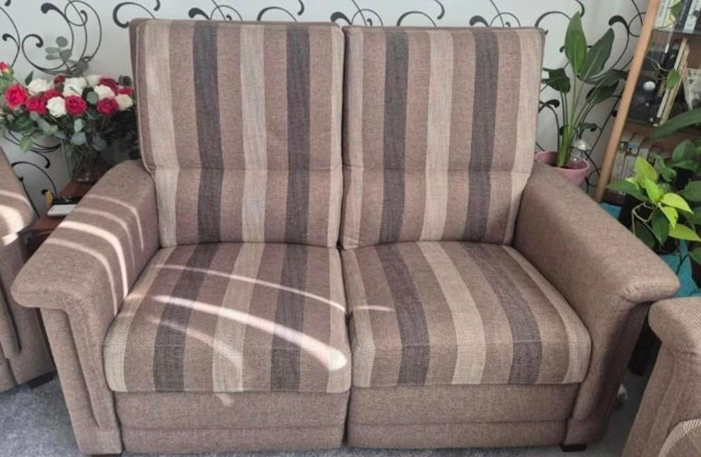 2-persoons zitbank met relaxfunctie en 2 losse stoelen, Huis en Inrichting, Banken | Bankstellen, Ophalen, 75 tot 100 cm, Stof