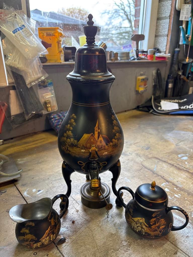 Antieke kraantjespot met melkkan en suikerpot, Antiek en Kunst, Ophalen of Verzenden