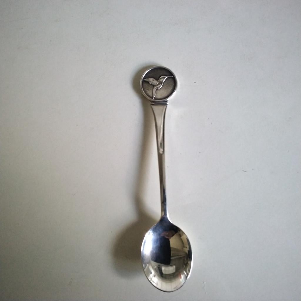 Verzilverd lepeltje kolibri (90), Ophalen of Verzenden, Zilver