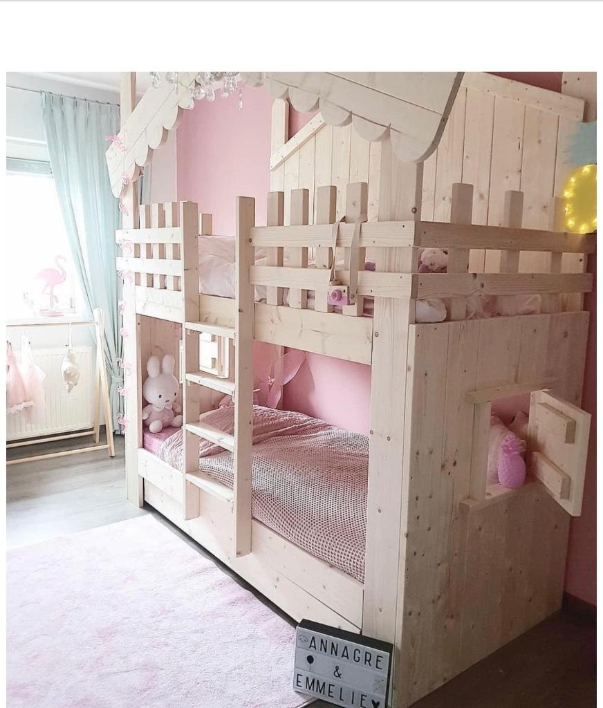 Prachtig stapelbed (steigerhout), Ophalen, Zo goed als nieuw, Stapelbed