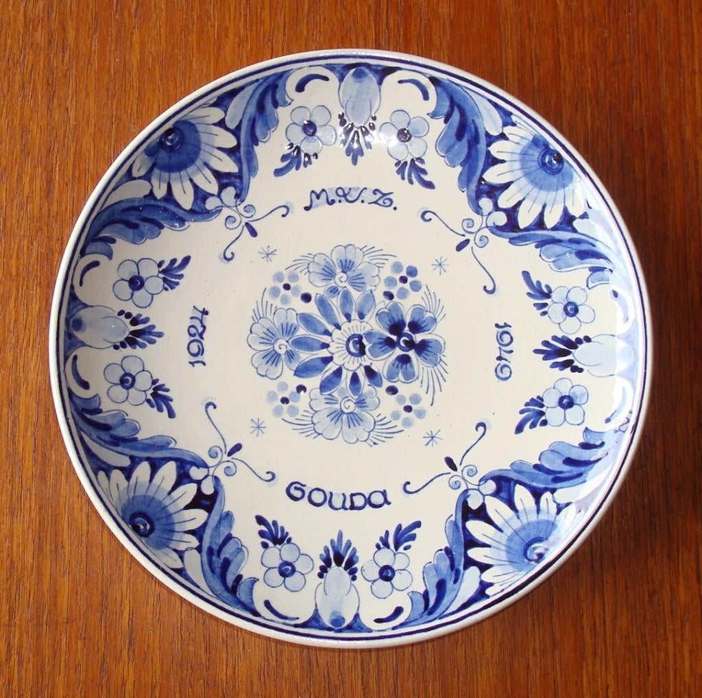 MVZ Gouda 1924 1949 Schoonhoven Holland Delfts W.J. Bord, Ophalen of Verzenden