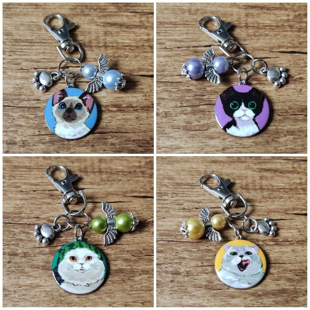 Tas/Sleutelhanger Katten Poezen Cats met beschermengeltje, Dieren en Toebehoren, Verzenden, Nieuw