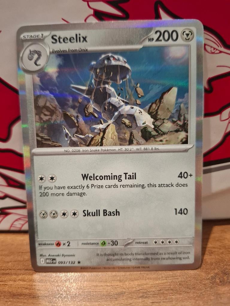 Pokemon Steelix MEG 093/132 holo, Ophalen of Verzenden, Nieuw, Losse kaart