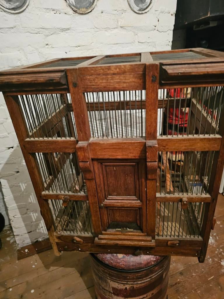 Mooie oude houten brocante vogelkooi, Dieren en Toebehoren, Vogels | Hokken en Kooien, Ophalen of Verzenden, Hout, Vogelkooi