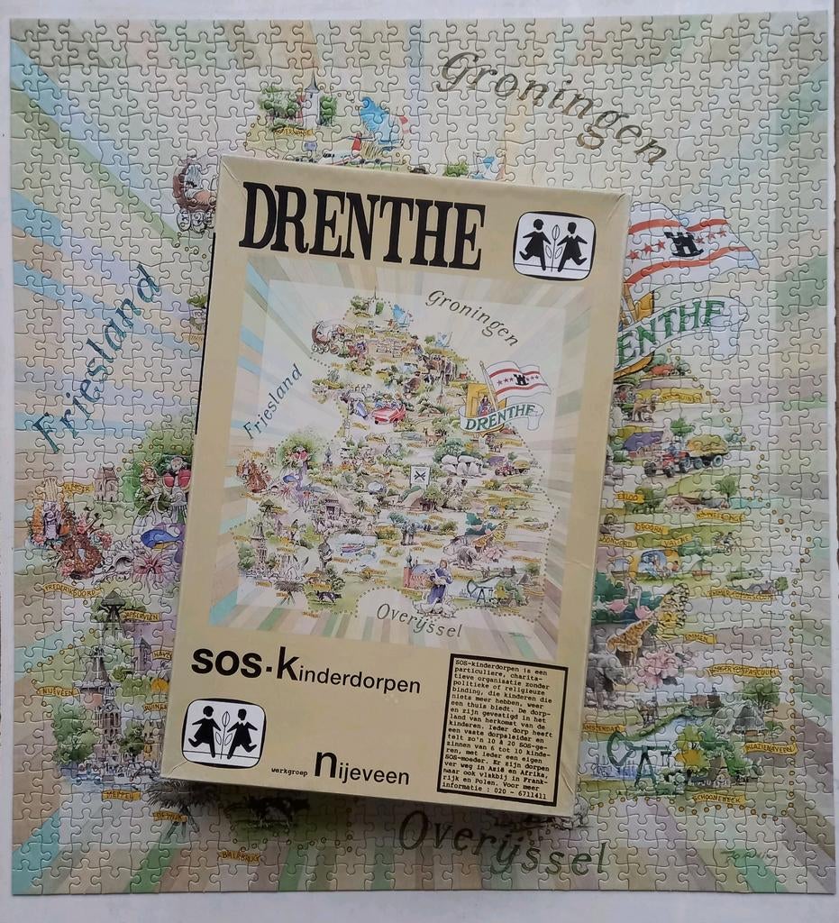 Vintage puzzel van Drenthe 1000 stukjes, Ophalen of Verzenden, 500 t/m 1500 stukjes, Zo goed als nieuw, Legpuzzel