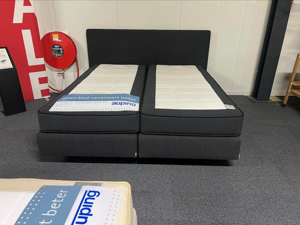 Auping boxspring 180x210 antraciet eventueel Matt sleeps, Huis en Inrichting, Slaapkamer | Bedden, Ophalen, 210 cm, 180 cm, Stof