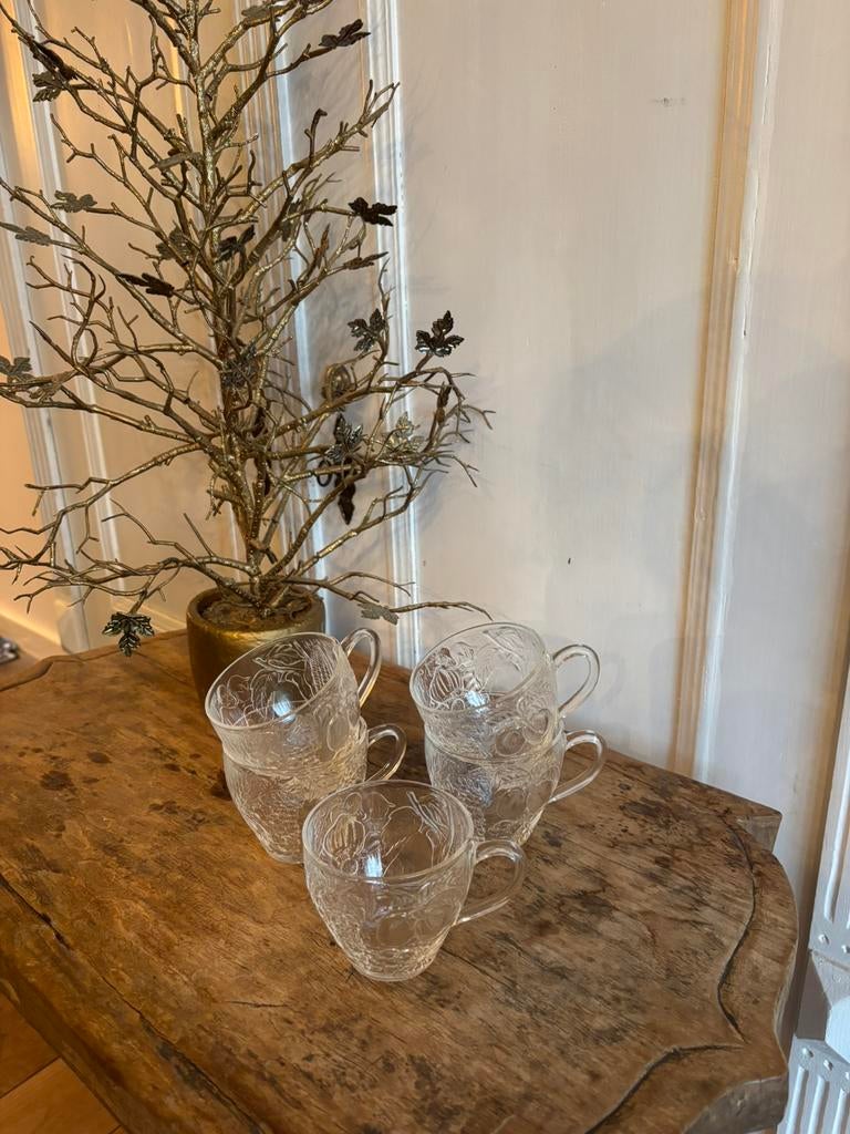 (Bowl) glaasjes Duralex France fruit dessin,vintage,zgan, Antiek en Kunst, Antiek | Glas en Kristal, Ophalen of Verzenden