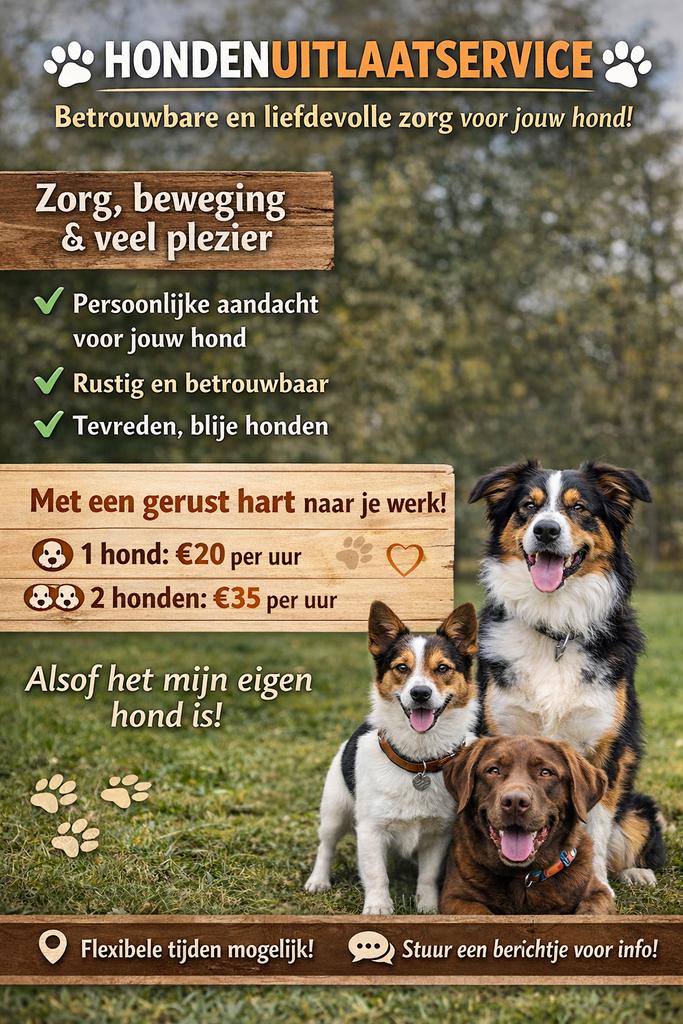 Honden uitlaat service – Liefdevolle zorg voor jouw hond!, Ophalen, Nieuw