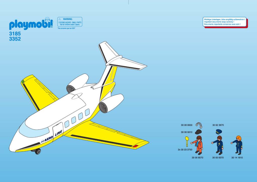 PLAYMOBIL Passagiersvliegtuig 3185 - Verkleurd, Kinderen en Baby's, Speelgoed | Playmobil, Gebruikt, ., Ophalen of Verzenden, .