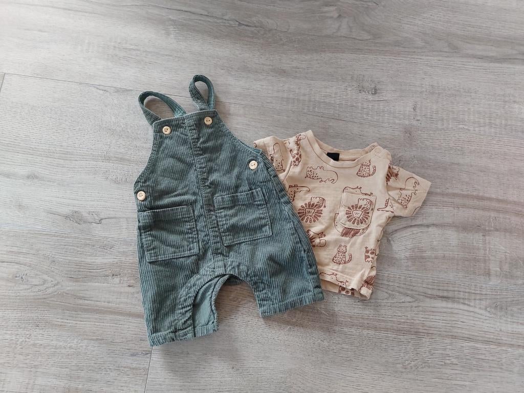 Korte tuinbroek en shirt maat 50, Ophalen of Verzenden, Jongetje of Meisje, Broekje