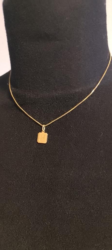 Gouden ketting met hanger, Sieraden, Tassen en Uiterlijk, Antieke sieraden, Ophalen of Verzenden, Goud