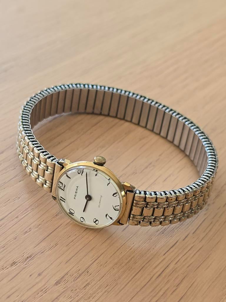Prachtig Vintage Prisma quartz dameshorloge flexibele band, Ophalen of Verzenden, Overige materialen, Verguld