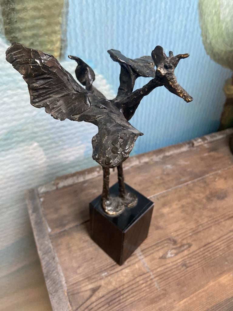 Brons-tin beeldje “Paradijsvogel” Bernadette Leijdekker, Antiek en Kunst, Ophalen of Verzenden