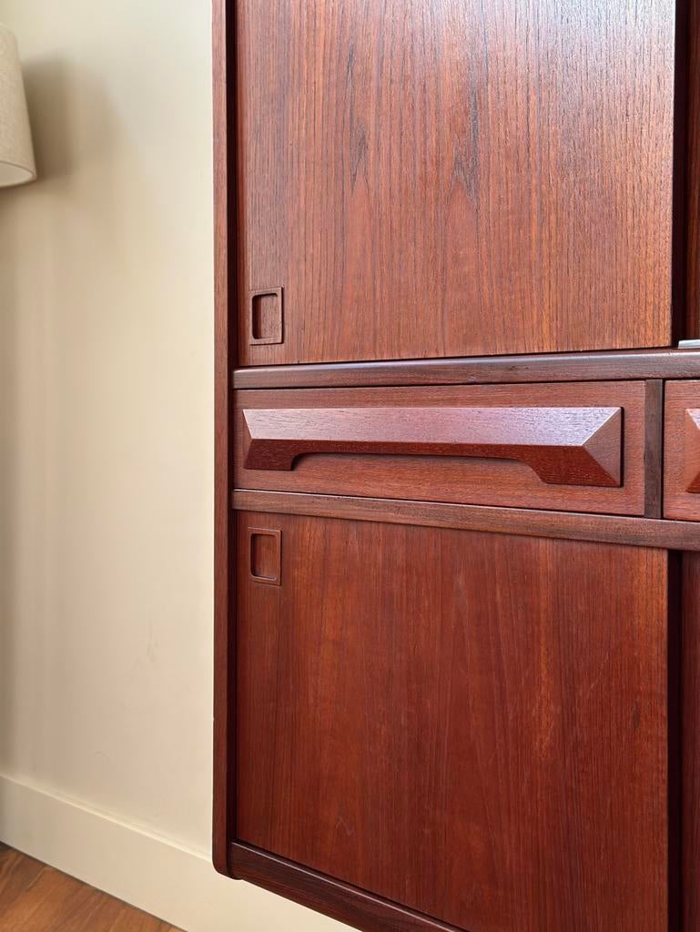 vintage highboard Deens Design teak hout jaren 50/60/70, Ophalen, Gebruikt, Met deur(en), 100 tot 150 cm