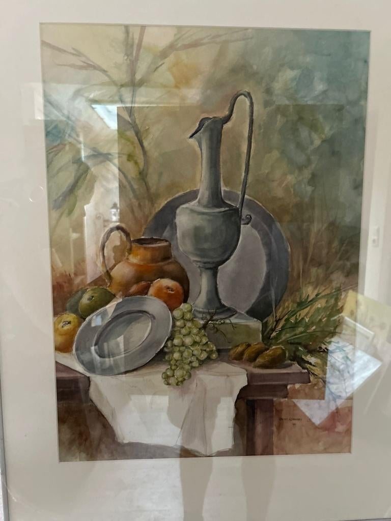 Ingelijst stilleven aquarel door Oscar Lormans, Ophalen