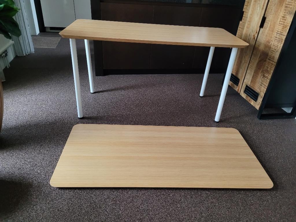 2x Ikea Anfallare bamboe bureaublad  + 4x Adils tafelpoot, Huis en Inrichting, Bureaus, Ophalen, Zo goed als nieuw