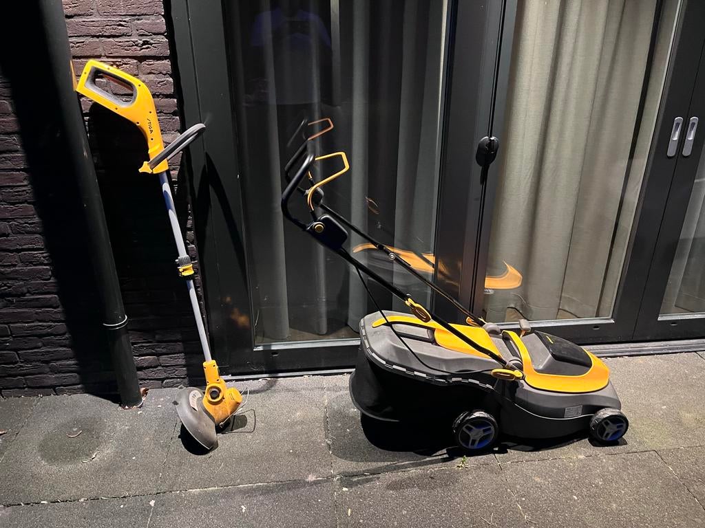 Stiga Accu Grasmaaier & Grastrimmer Set, Tuin en Terras, Grasmaaiers, Ophalen, Cirkelmaaier, Opvangbak, Accu-grasmaaier