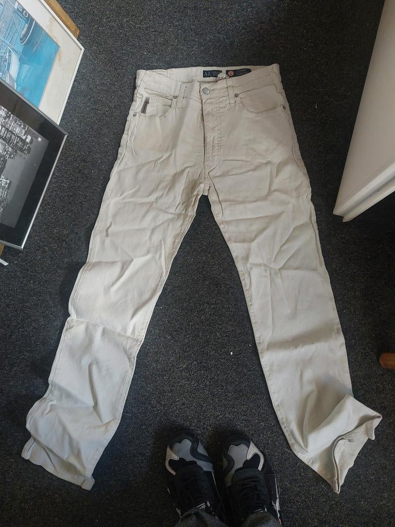 Armani linnen zomerbroek, Kleding | Heren, Ophalen of Verzenden, Zo goed als nieuw, Wit