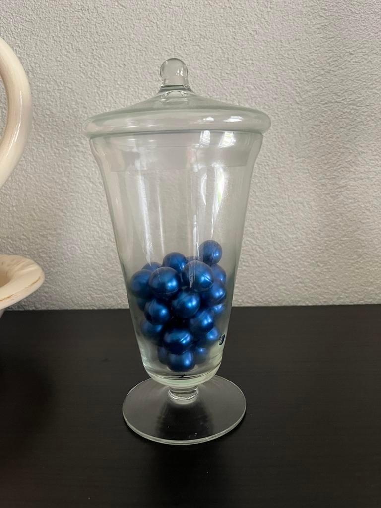 Vaas/pot glas op voet + deksel 26 hoog, Ophalen, Overige kleuren, Minder dan 50 cm, Glas