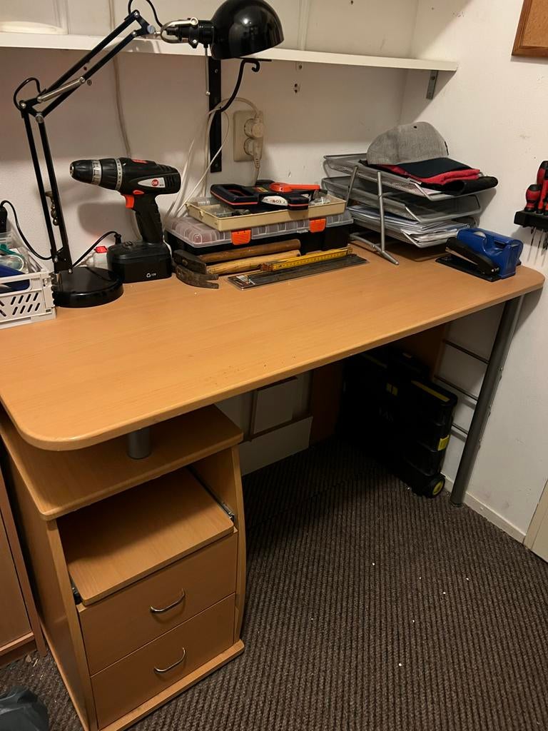 Bureau met ladeblok, 120cmx54cm, Ophalen, Gebruikt, Met lades, Spaanplaat of MDF