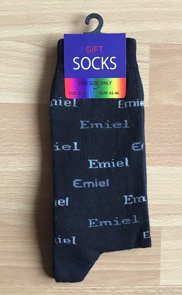 Zwarte Naamsokken heren Emiel (nieuw) maat 41-46, Ophalen of Verzenden, Nieuw, Maat 43 t/m 46, Zwart
