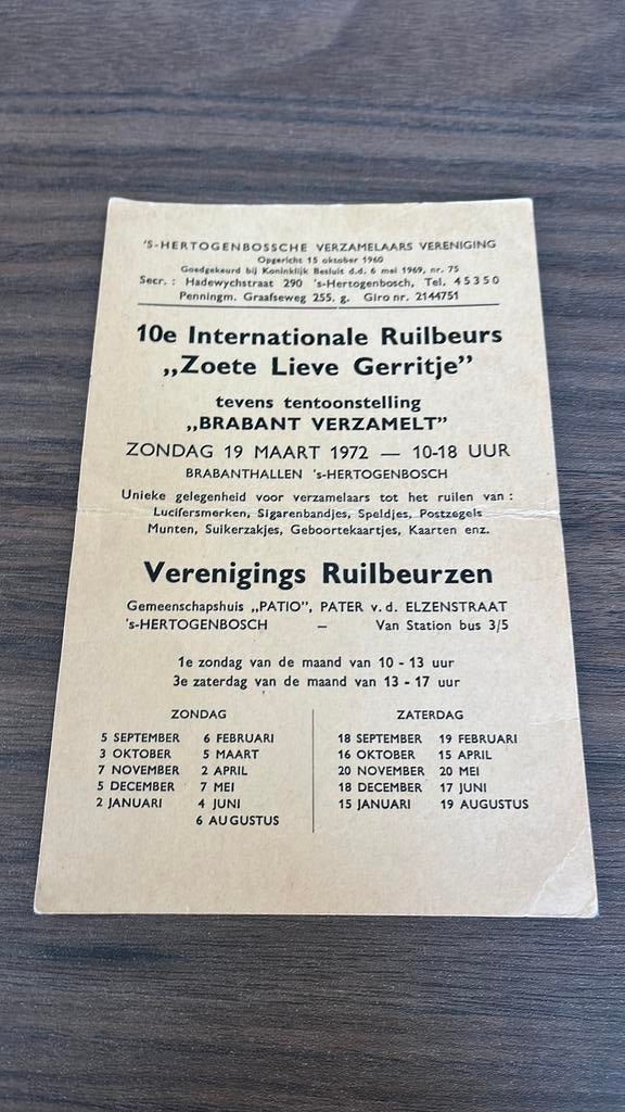 ‘S Hertogenbosch reclame kaart beurs 1972, 1960 tot 1980, Gebruikt, Ophalen of Verzenden, Prent