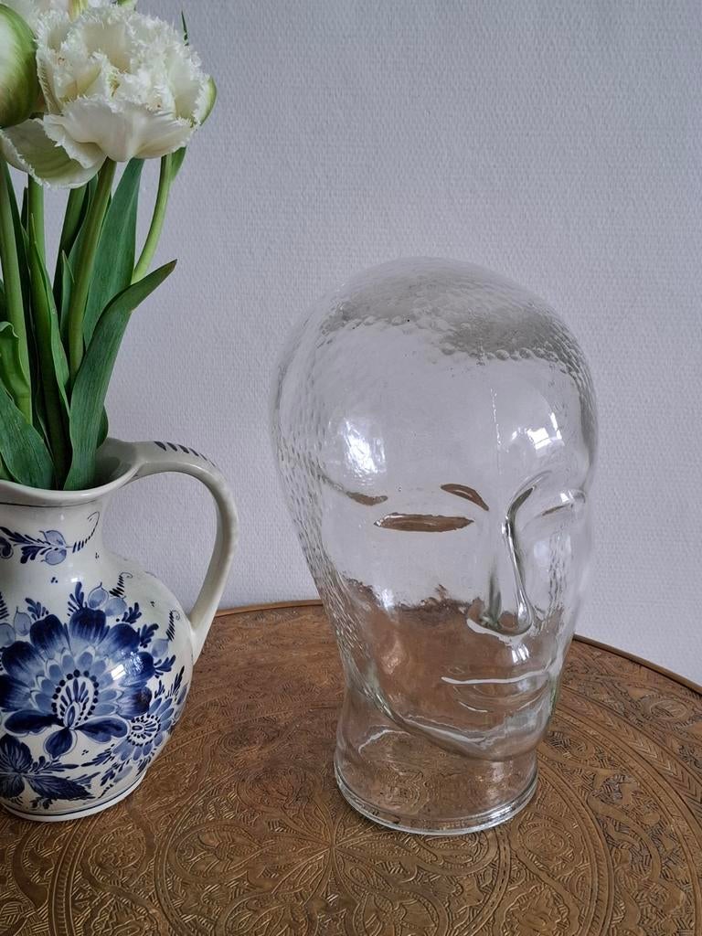 Vintage glazen hoofd - Mannequin hoofd, Ophalen of Verzenden