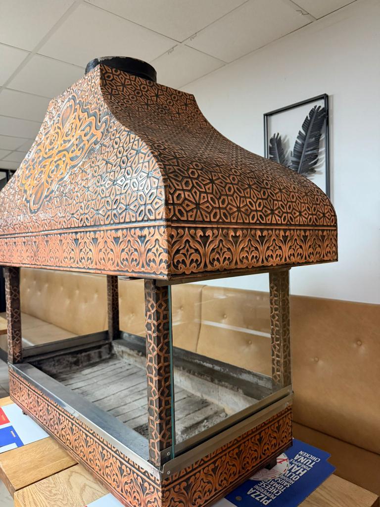 Koperen Horeca Grill met Afzuigkap - 100 cm, Ophalen, Gebruikt, Fornuis, Frituur en Grillen