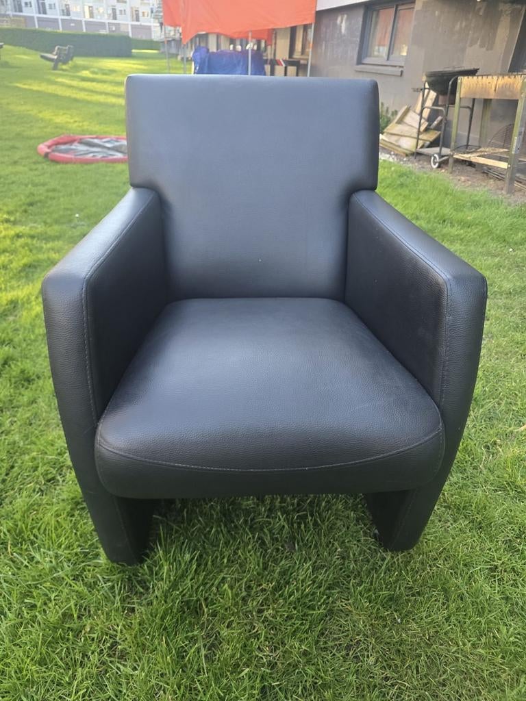 Mooie zwarte leren stoel, Gebruikt, Zwart, Leer, Ophalen of Verzenden