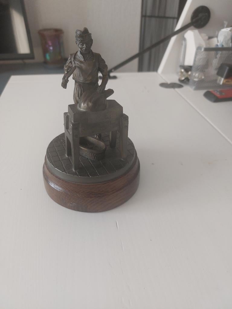 Vintage Bronzen Beeldje: Ambachtsman aan het Werk, Ophalen of Verzenden