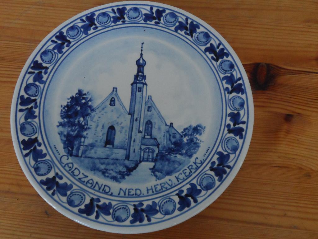 Aurora workum - blauw bord - cadzand ned. Hervormde kerk, Ophalen of Verzenden