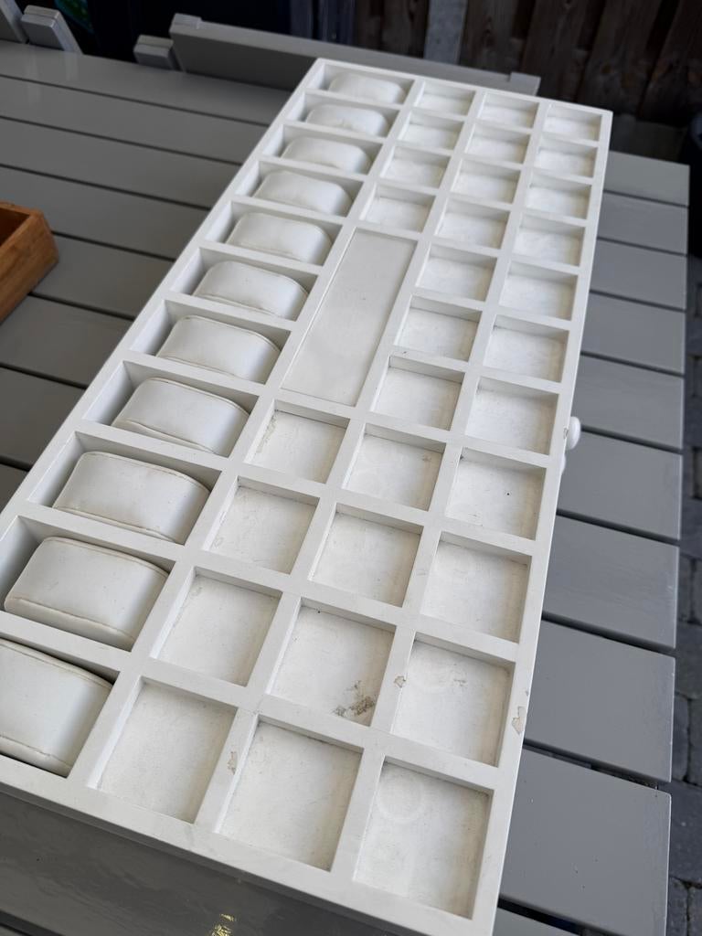 Witte sieraden- en horlogedoos met lade, Sieraden, Tassen en Uiterlijk, Overige Accessoires, Ophalen, Gebruikt