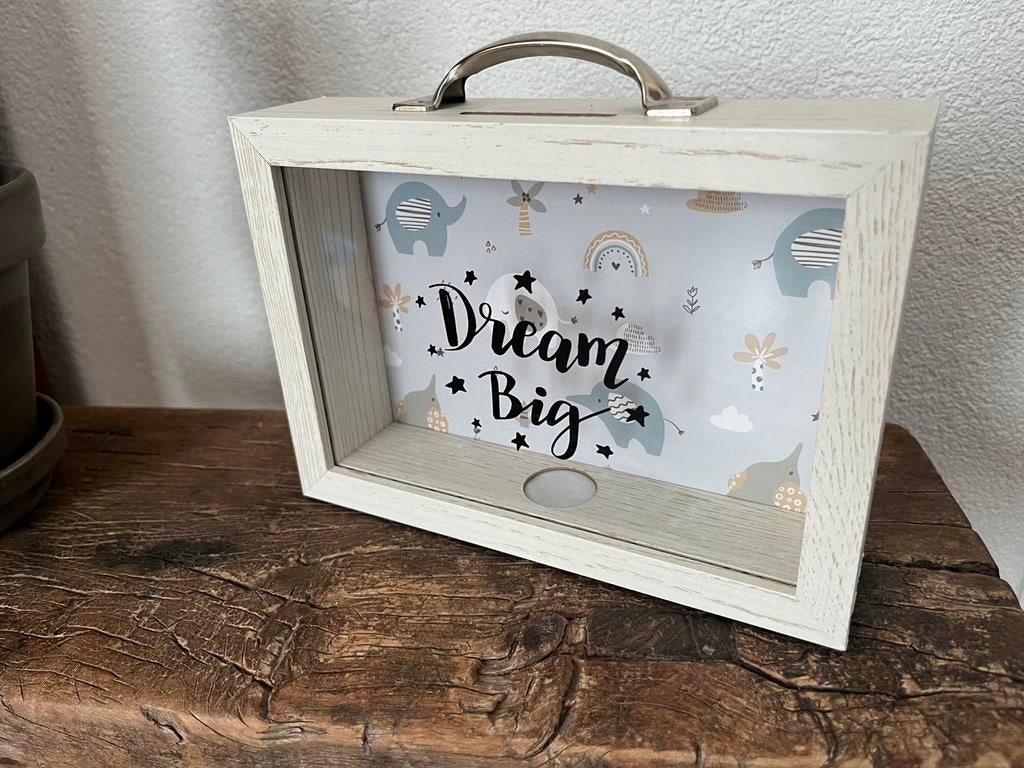 Houten spaarpot, Verzamelen, Ophalen of Verzenden, Zo goed als nieuw, Hout, Overige thema's