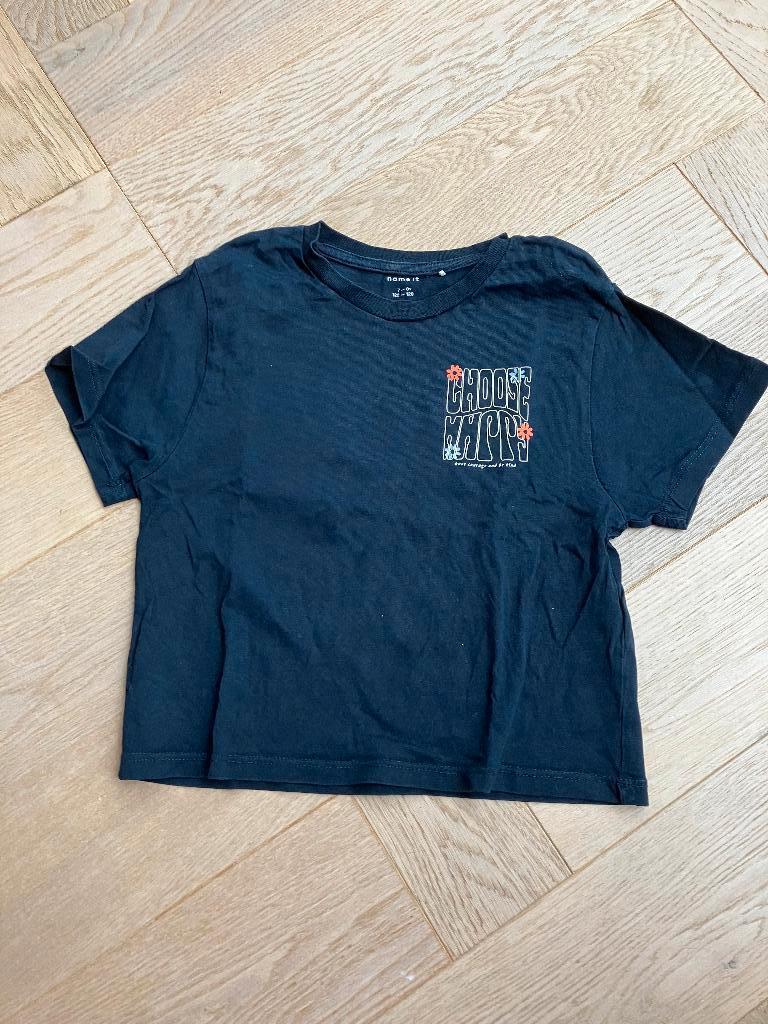 ZGAN donkerblauw shirt, korte mouw Name It mt 122/128, Kinderen en Baby's, Kinderkleding | Maat 122, Meisje, Ophalen of Verzenden